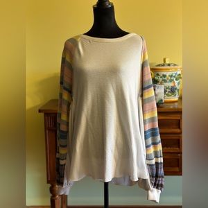 We The Free, XL, Off Shoulder, Ribbed,  Multicolored Shirt, Lightly Worn